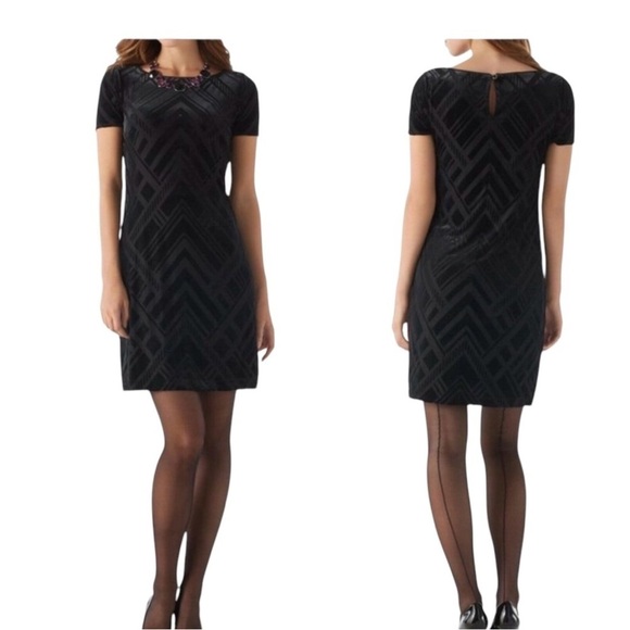 White House Black Market Dresses & Skirts - WHBM Black Velvet Burnout Shift Cocktail Dress